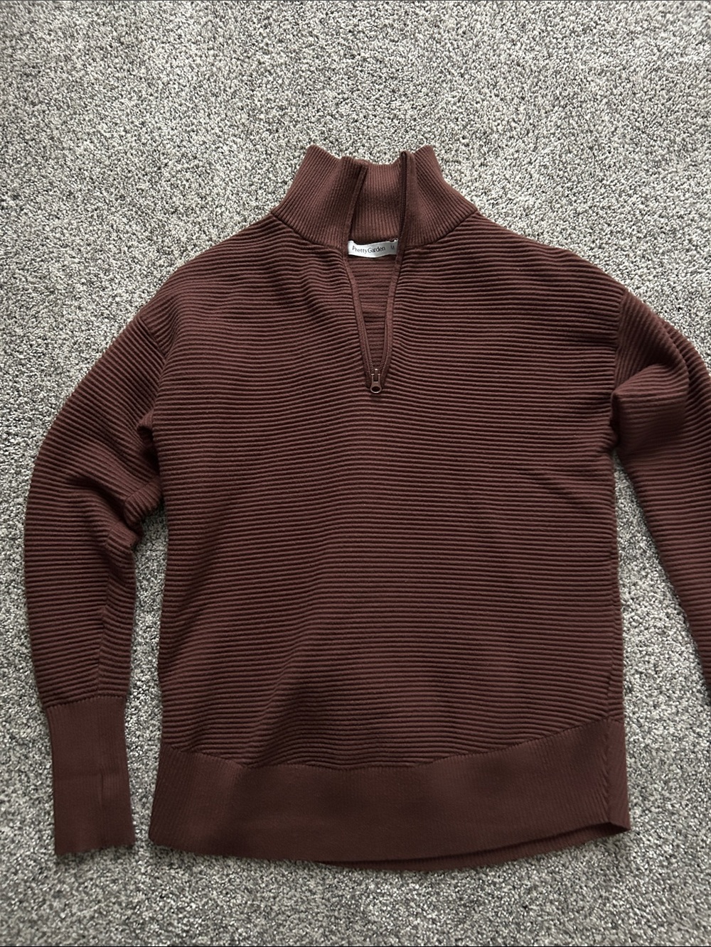 Women’s Ribbed Half-Zip Sweater - Brown
